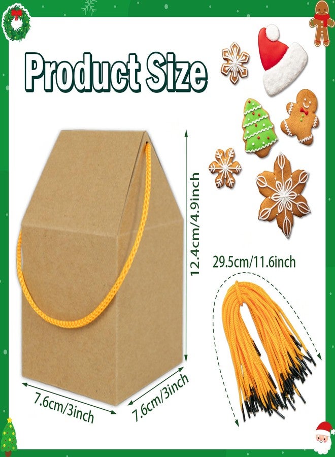 80UncleKimby 50Pcs Christmas Gingerbread House Kit Houses-Shaped Box Xmas Gift Cookie Boxes with Ropes DIY Crafts for Party Supplies Decor - Image 3